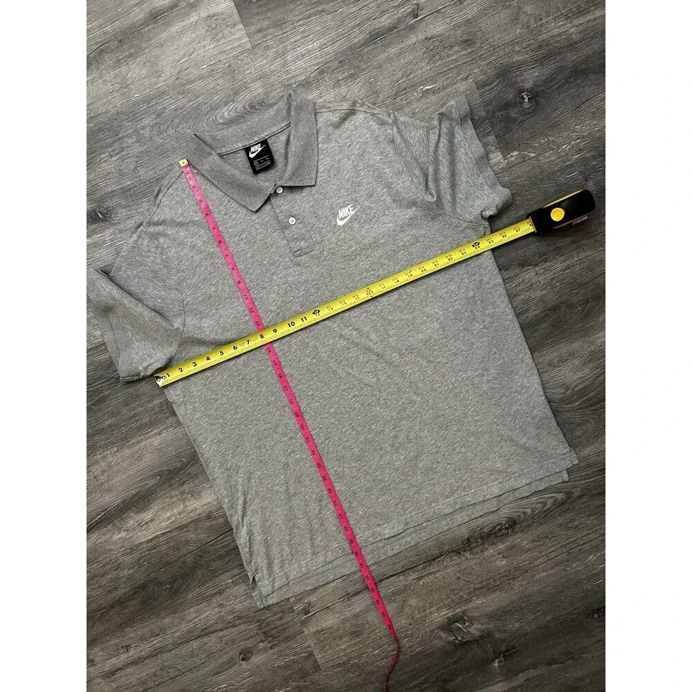Nike Men's Sportswear Dry Polo Shirt Gray White Cotton Knit Short Sleeve XXL 2XL